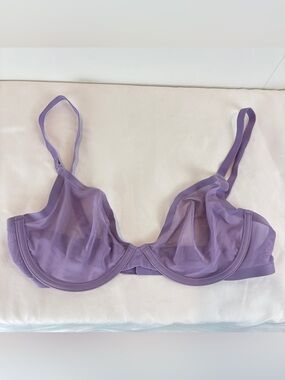 Cuup The Plunge Mesh Bra Amethyst Purple Sheer 36C Sexy Bodycon Feminine Cute